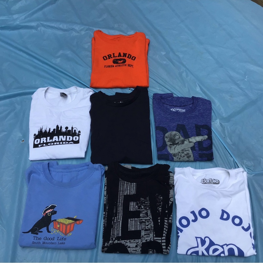 (7) Boys 10-12 Short Sleeve Tees, All in Great Shape, (2) Never Worn